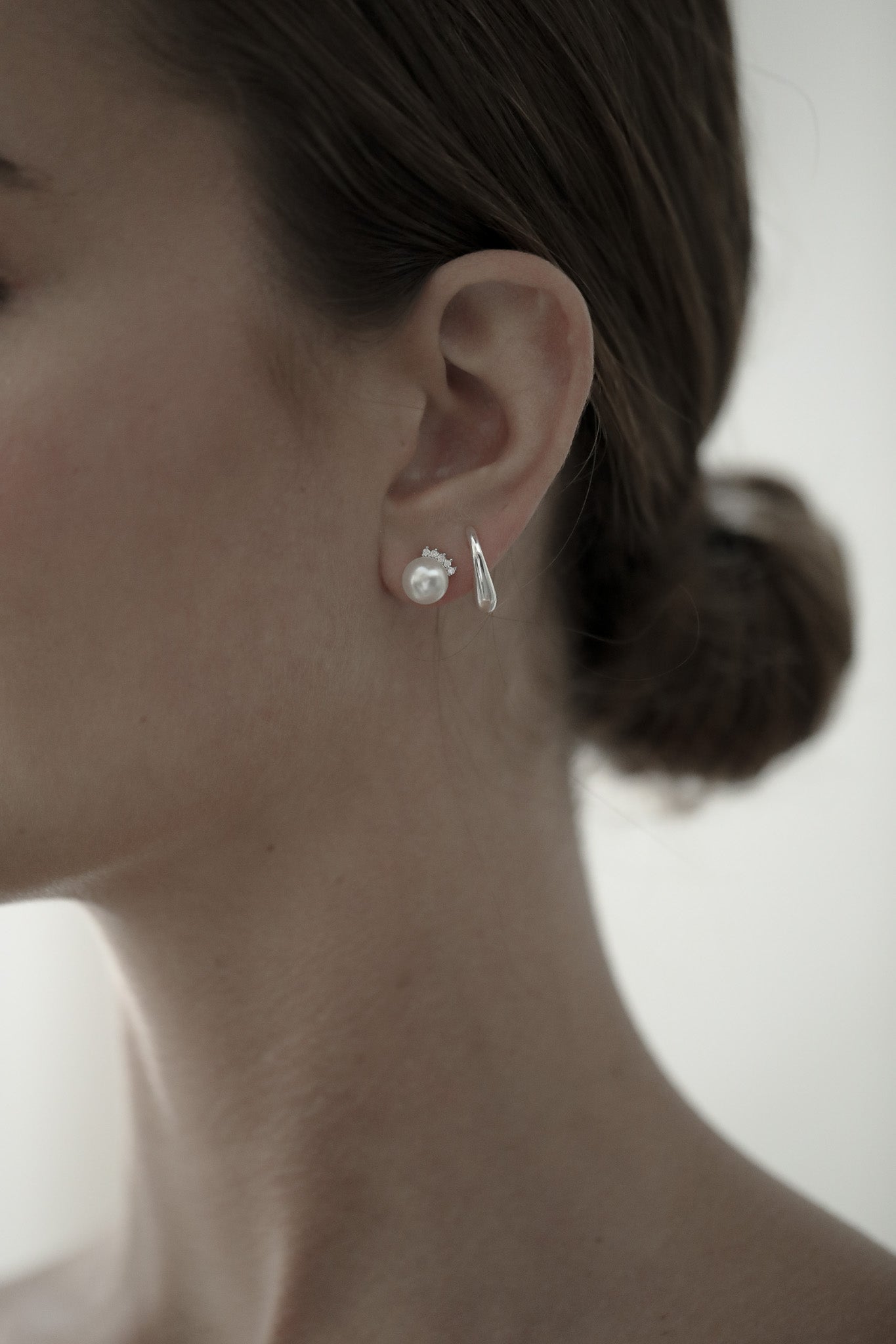 Pave Pearl Stud Earrings - Sale