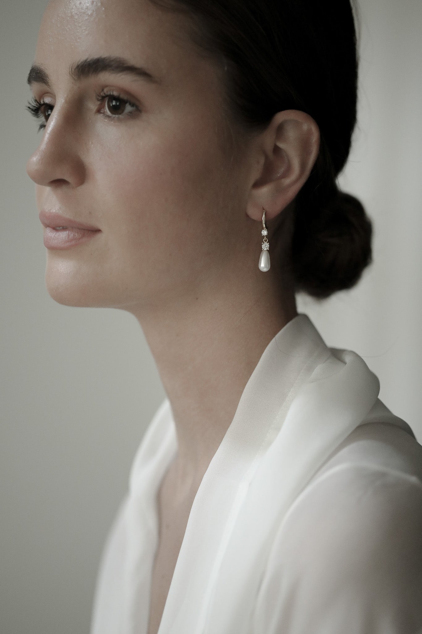 Gold Hoop Crystal Pearl Drop Earrings - Sale