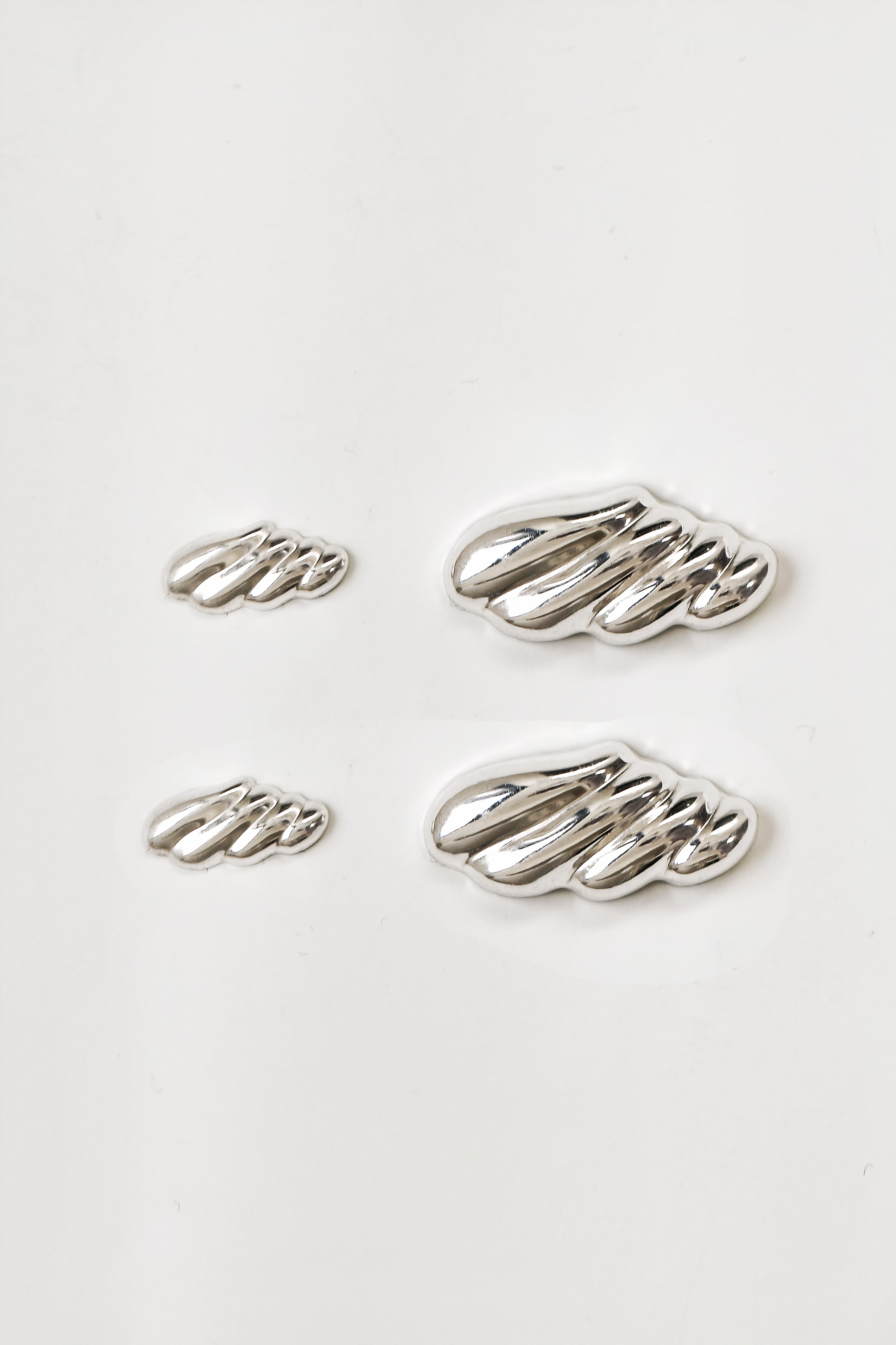 Ribbed Sculptural Sterling Stud Earring Set